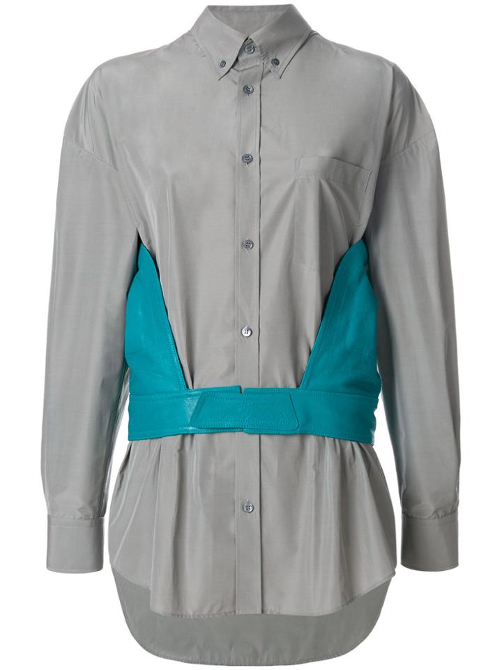 Balenciaga Leather Detail Shirt - Grey