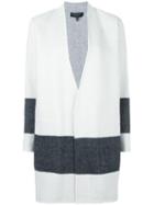 Rag & Bone Striped Detailing Open Coat, Women's, Size: Small, White, Wool/nylon/polyester