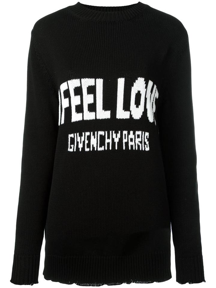 Givenchy Love Intarsia Knit Jumper, Women's, Size: Small, Black, Cotton
