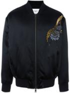 Ports 1961 Embroidered Bomber Jacket, Men's, Size: 48, Black, Acetate/virgin Wool/acrylic/cupro