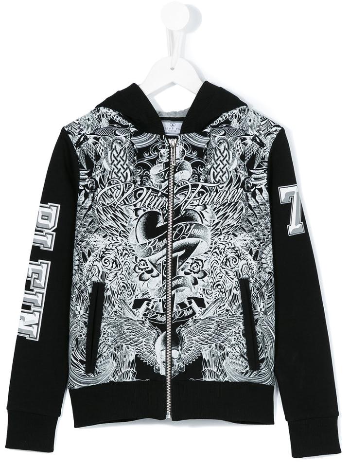 Philipp Plein Kids - Printed Hoodie - Kids - Cotton - 12 Yrs, Boy's, Black