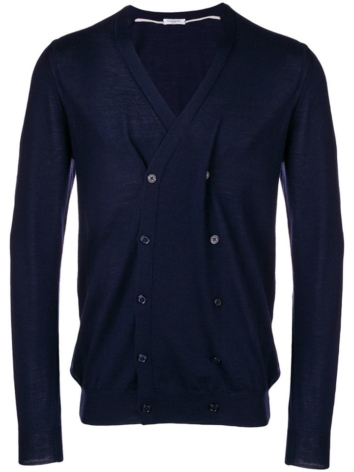 Paolo Pecora Double Breasted V-neck Cardigan - Blue