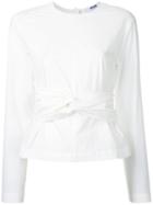 Msgm - Knotted Belt Blouse - Women - Cotton/polyurethane/spandex/elastane - 40, White, Cotton/polyurethane/spandex/elastane