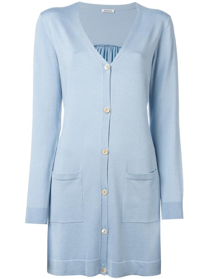 P.a.r.o.s.h. Safira Pleated Long Cardigan - Blue