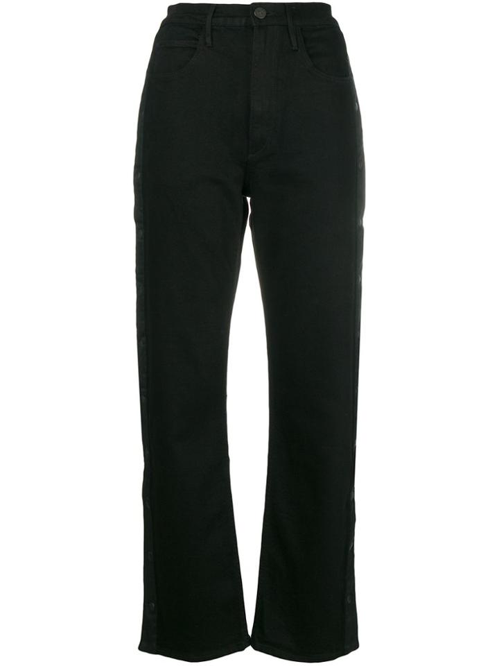 3x1 Flared Side Button Jeans - Black