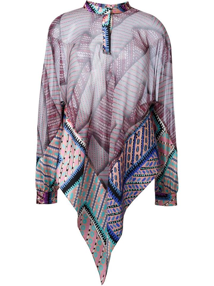 Msgm Patchwork Tunic, Size: 40, Silk