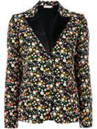 Tory Burch Floral Print Blazer, Women's, Size: 8, Black, Polyester/triacetate