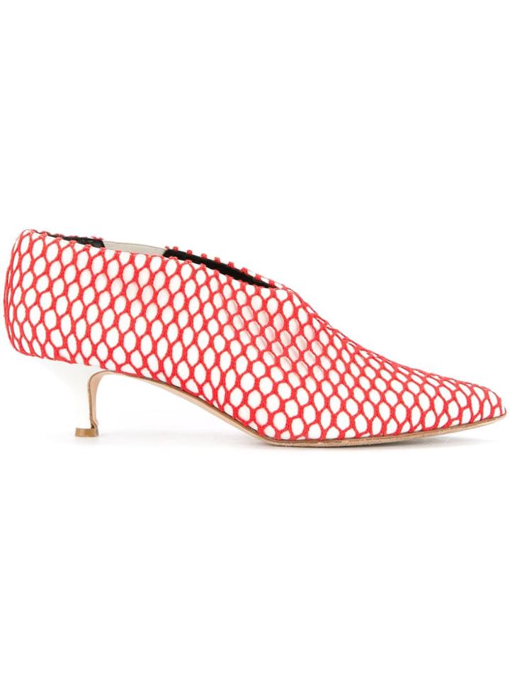 Tibi Joel Fishnet Detail Pumps - Red