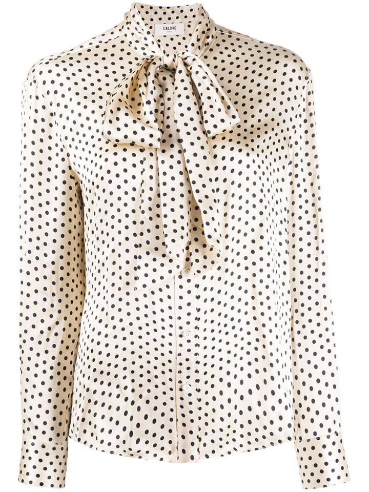 Celine Eyewear Polka Dot Bow Tie Shirt - Neutrals