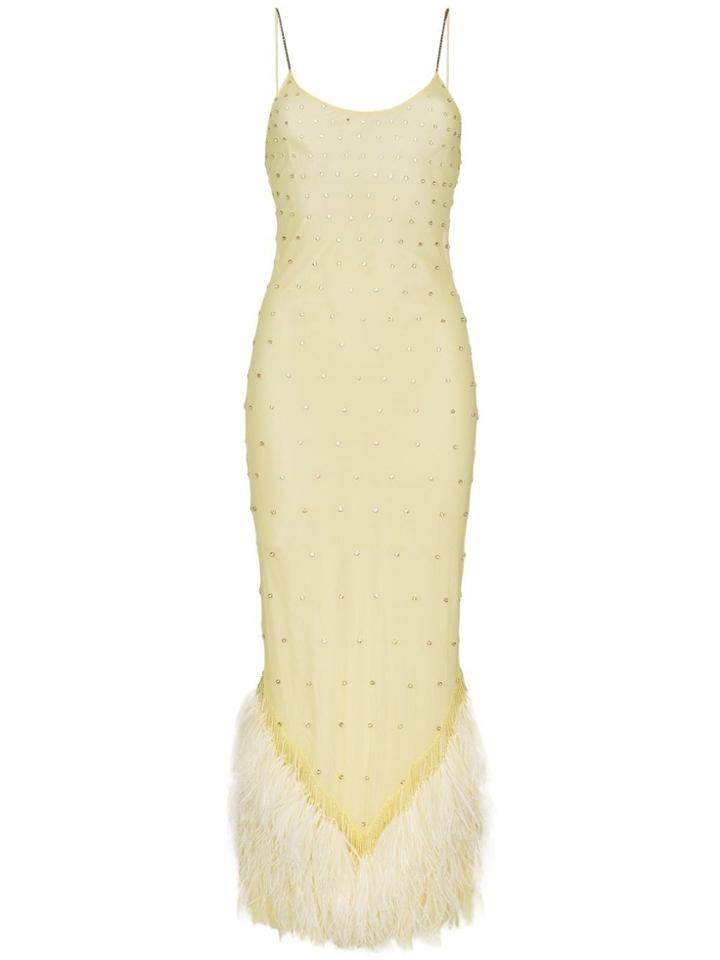 Attico Feather Hem Slip Dress - Yellow