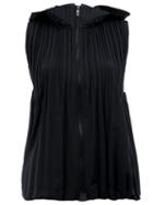 Pleats Please By Issey Miyake Pleated Hooded Gilet, Size: 3, Black, Polyester