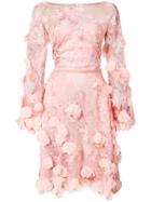 Marchesa Notte Lace Fitted Dress - Pink & Purple