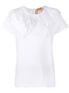 No21 - Frill-trimmed T-shirt - Women - Silk/cotton - 42, White, Silk/cotton