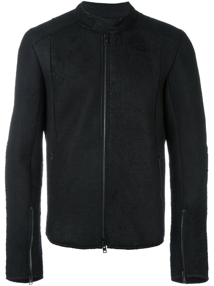 Isabel Benenato Stand Collar Leather Jacket