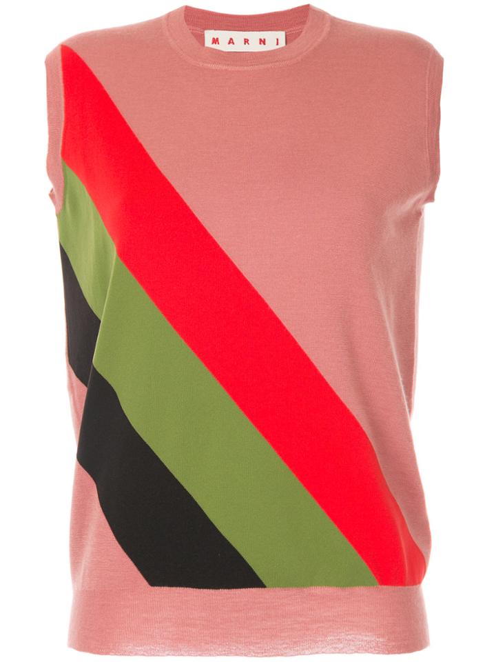 Marni Diagonal Striped Tank Top - Red