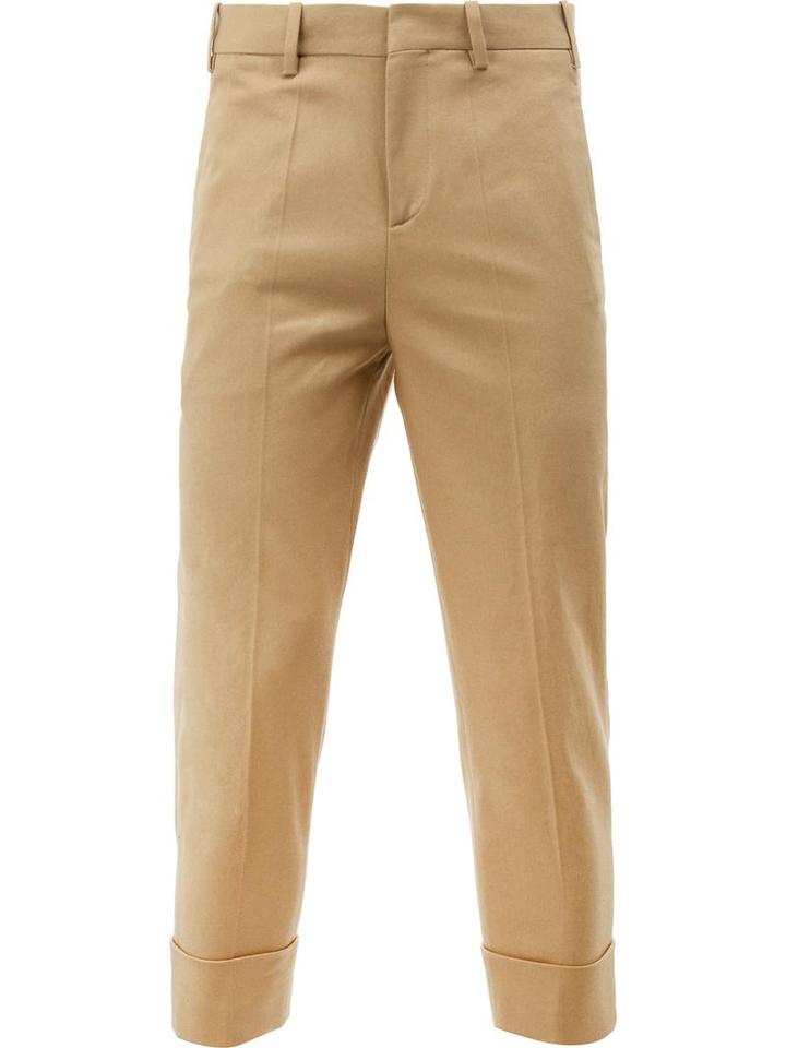 Neil Barrett Twill Cropped Trousers, Men's, Size: 46, Nude/neutrals, Cotton/spandex/elastane