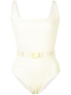 Off-white Belted Swimsuit - Yellow