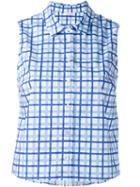 P.a.r.o.s.h. Checked Sleeveless Shirt, Women's, Size: Large, White, Cotton/spandex/elastane