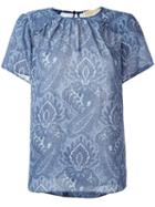Michael Michael Kors Paisley Print Top, Women's, Size: Small, Blue, Polyester