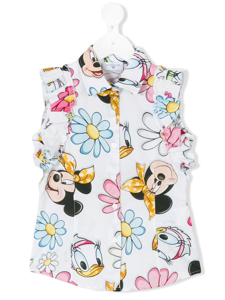 Monnalisa - Disney Print Sleeveless Shirt - Kids - Cotton - 3 Yrs, White