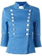 Pierre Balmain Double Breasted Jacket, Women's, Size: 44, Blue, Cotton/spandex/elastane