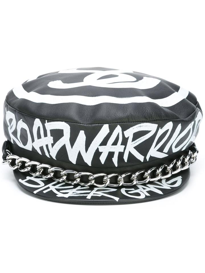 Moschino 'bad Warrior' Biker Hat, Women's, Size: Medium, Black, Sheep Skin/shearling/rayon