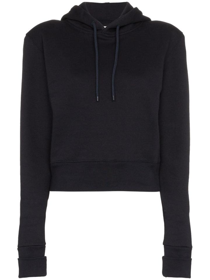 A Plan Cropped Fitted Cotton Hoodie - Blue