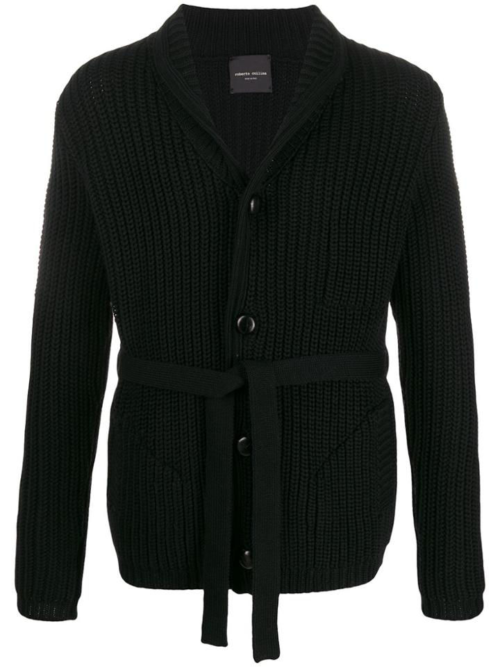 Roberto Collina Belted Knit Cardigan - Black