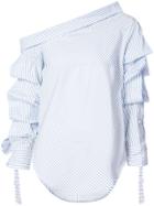 Silvia Tcherassi Striped Off Shoulder Blouse - Blue