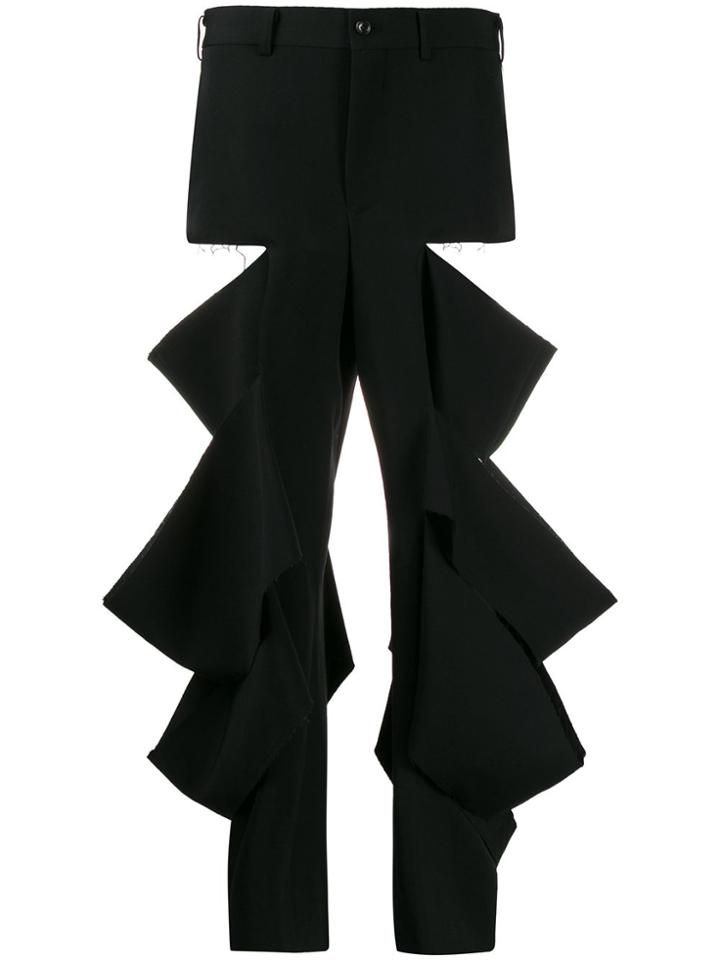 Comme Des Garçons Ripped High-rise Trousers - Black