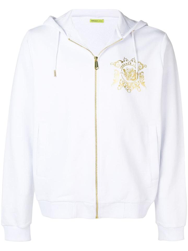 Versace Jeans Couture Metallic Logo Bomber Jacket - White