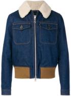 Ami Alexandre Mattiussi Zipped Denim Jacket With Shearling Collar -