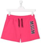 Msgm Kids Teen Logo Track Shorts - Pink