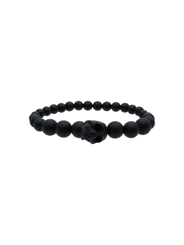 Alexander Mcqueen Black Skull Multi Beaded Bracelet