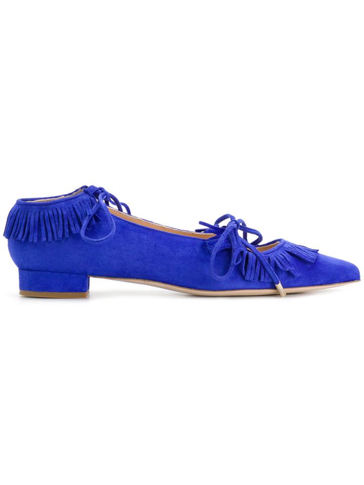 Racine Carree Fringed Pointed Ballerinas - Blue