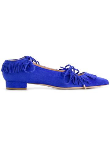 Racine Carree Fringed Pointed Ballerinas - Blue