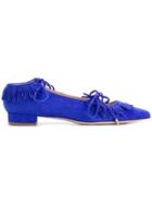 Racine Carree Fringed Pointed Ballerinas - Blue