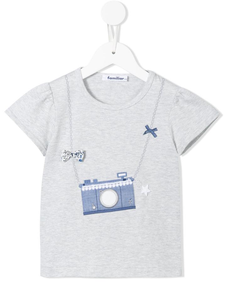 Familiar - Embellished Camera Print T-shirt - Kids - Cotton - 4 Yrs, Grey