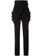 Balmain Front Ruched Wrap Trousers, Women's, Size: 40, Black, Silk/viscose