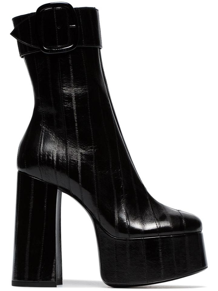 Saint Laurent Billy 85 Platform Leather Ankle Boots - Black