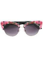 Dolce & Gabbana Eyewear Rose Print Cat-eye Sunglasses - Black