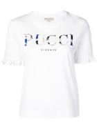 Emilio Pucci Ruffle Sleeve Logo-print T-shirt - White