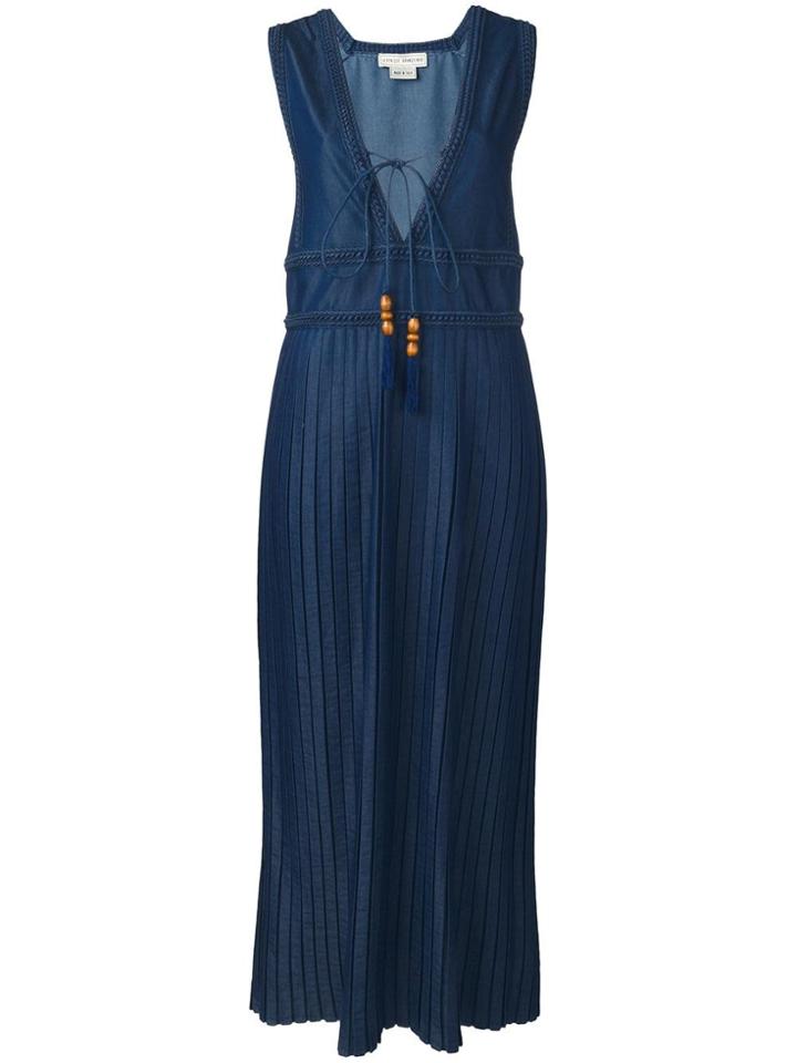 Veronique Branquinho V-neck Pleated Dress - Blue