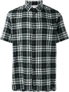 Saint Laurent Short Sleeved Checked Shirt, Men's, Size: Medium, Black, Cotton/polyurethane