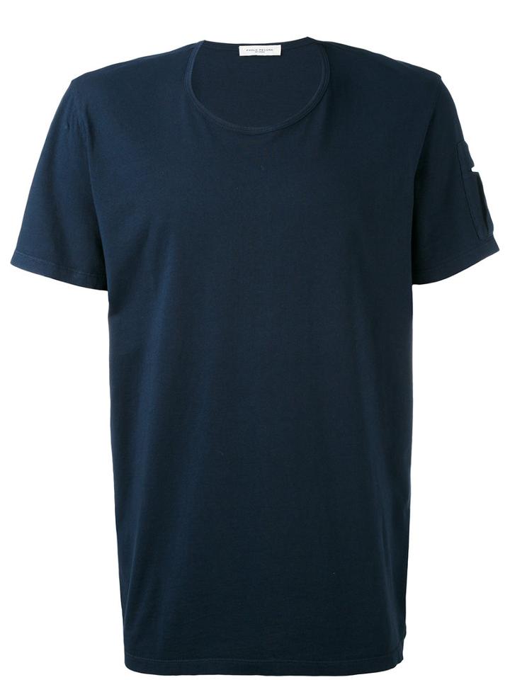 Paolo Pecora - Sleeve Detail T-shirt - Men - Cotton - Xl, Blue, Cotton
