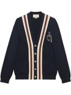 Gucci Wool Cardigan With Anchor Crest - Blue
