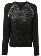 Lanvin Boucle And Feather Panel Sweater