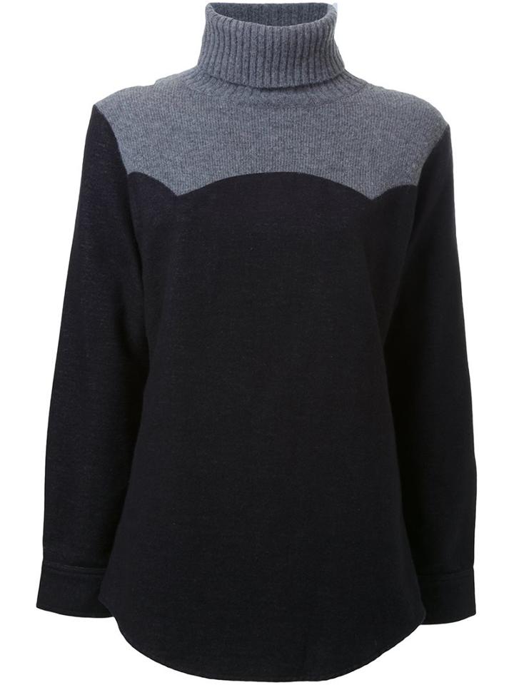 Me & Mr. Gentleman Roll Neck Jumper, Women's, Black, Cotton/nylon/wool