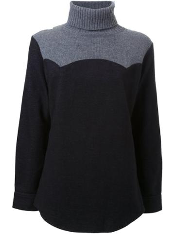 Me & Mr. Gentleman Roll Neck Jumper, Women's, Black, Cotton/nylon/wool