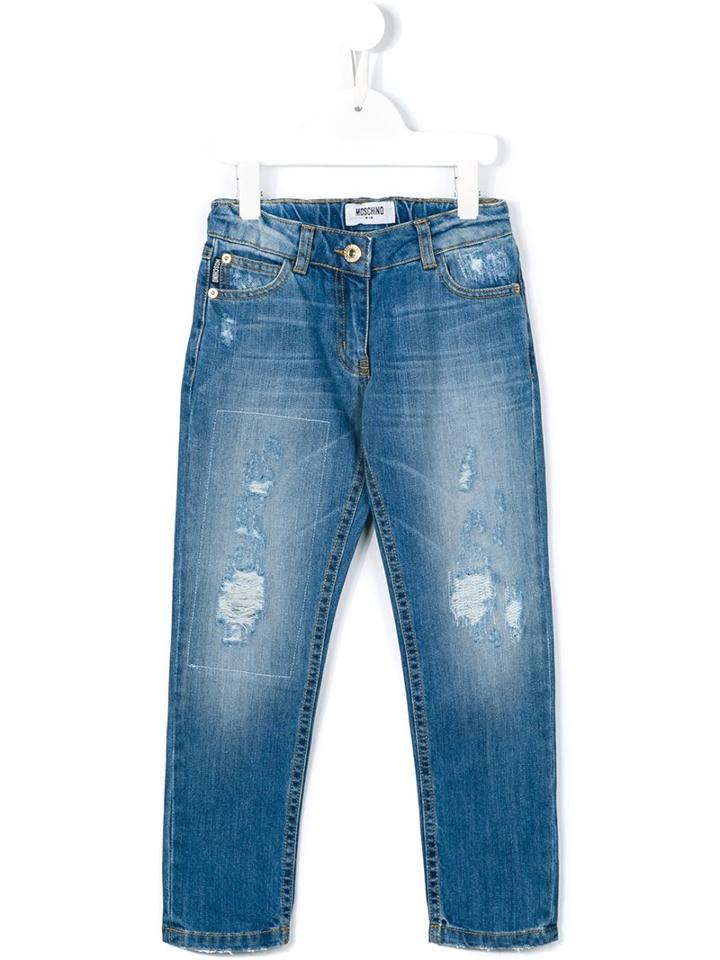 Moschino Kids - Distressed Jeans - Kids - Cotton - 8 Yrs, Blue